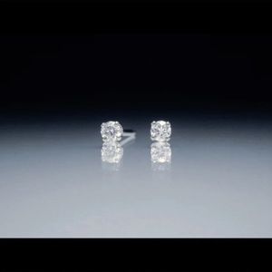 18K White Gold 3mm Silver Stud Moissanite Earrings